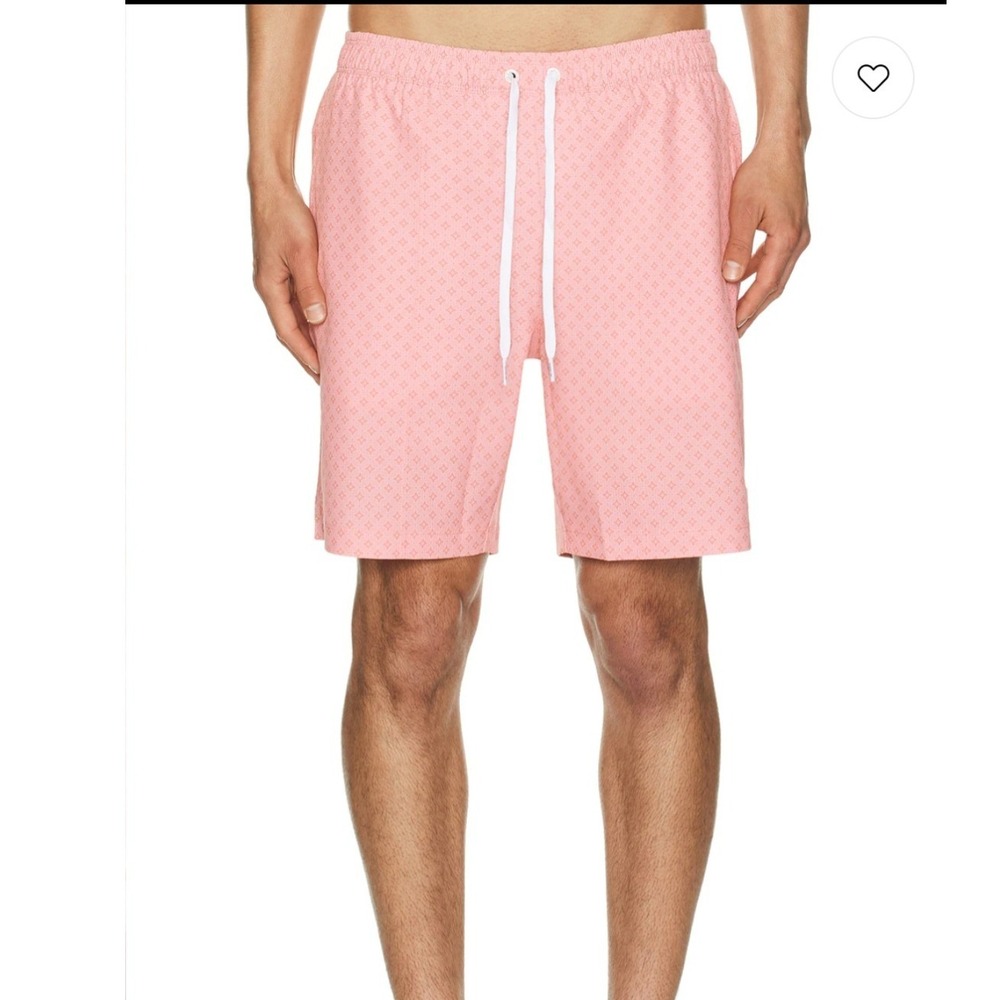 Rhone Mens 7.5" R&R Swim Trunk Pressed Rose Micro Geo Pink Shorts M NEW Beach